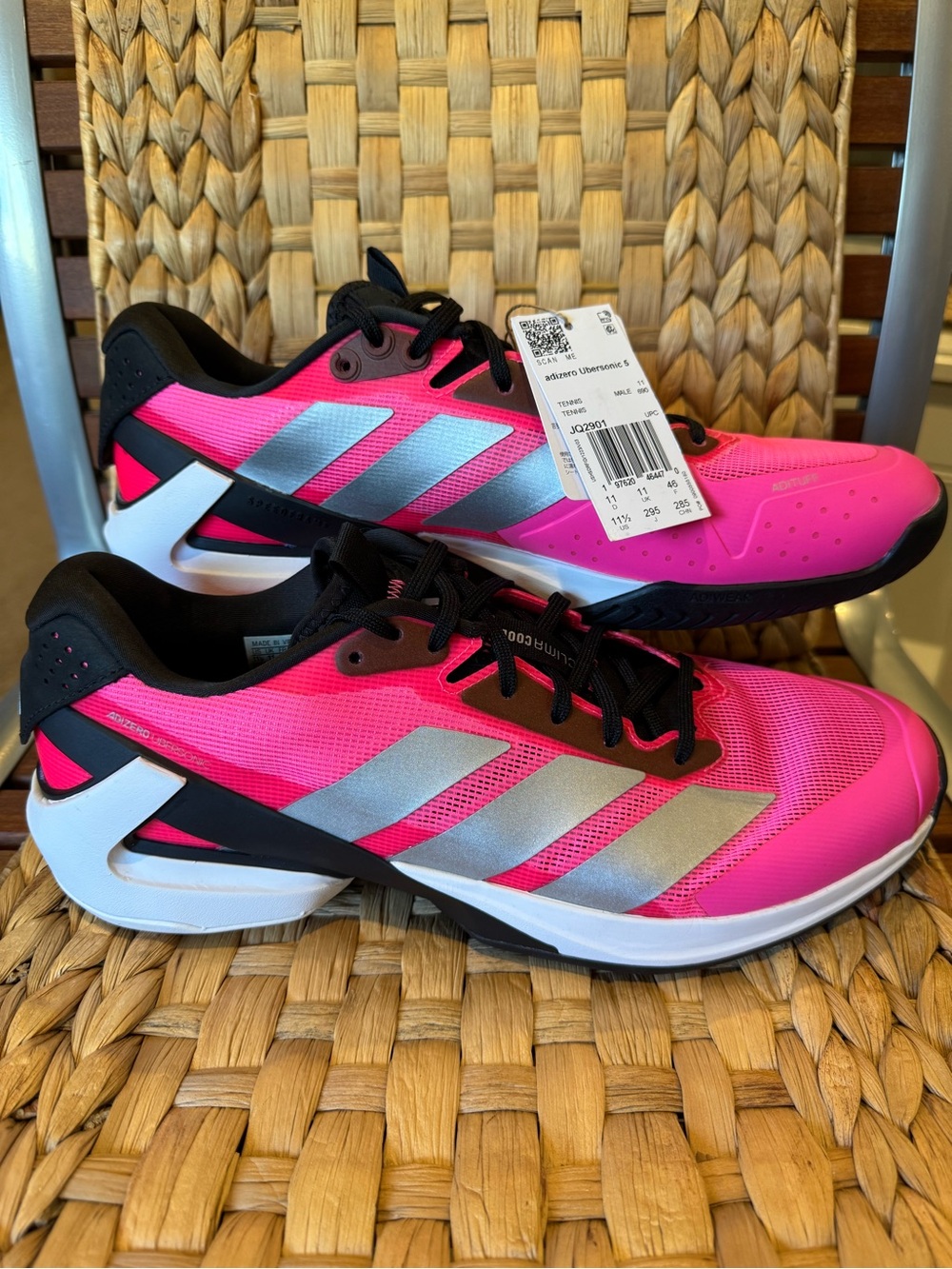 Adidas Mens Tennis Shoes size 11.5 Adizero Ubersonic 5 Pink Gray Black White